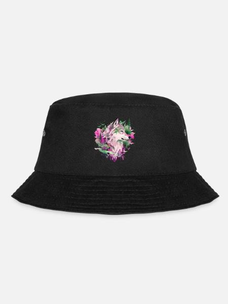 Wolf Wolfskopf Wald Natur Berge Wildnis Bunt - Bucket Hat - Schwarz