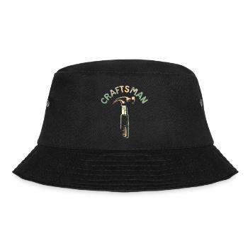 Craftsman Logo mit Hammer Werkzeug im Retro Stil - Bucket Hat - Schwarz - Vorne - Lela (165cm)