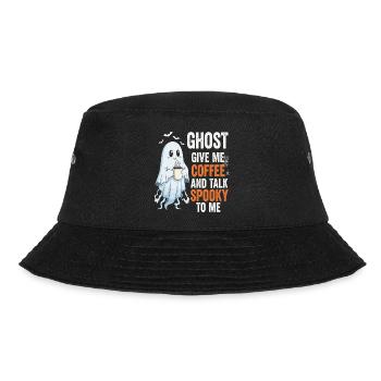 Spooky Ghost with Coffee Illustration - Bucket Hat - black - Front - Lela (165cm)