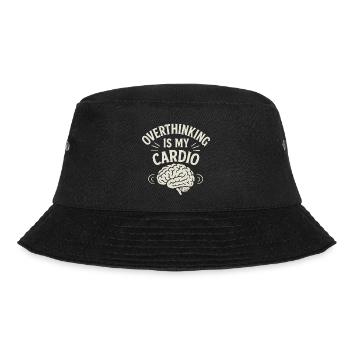Überdenken ist mein Cardio-lustiger Spruch - Bucket Hat - Schwarz - Vorne - Lela (165cm)