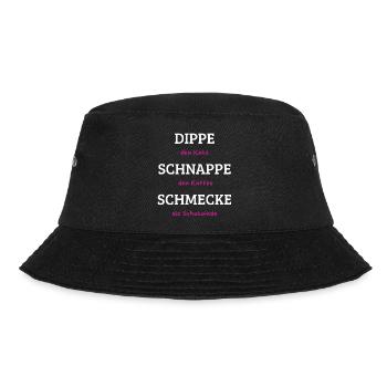 Dippe den Keks Kaffee Schmecke Spruch - Bucket Hat - Schwarz - Vorne - Lela (165cm)