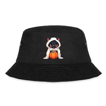Halloween Cat with Halloween Pumpkin - Bucket Hat - black - Front - Lela (165cm)