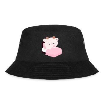 Sleepy Pink Cow Kawaii Bedtime - Bucket Hat - black - Front - Lela (165cm)