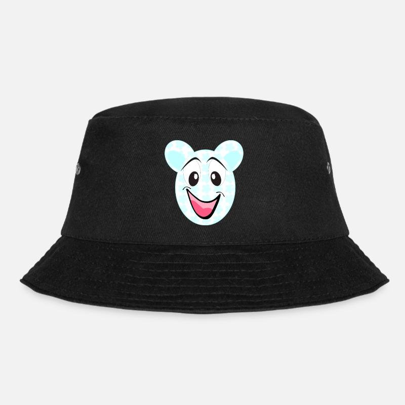 Lächelnder Bär mit Blumenmuster - Bucket Hat - Schwarz