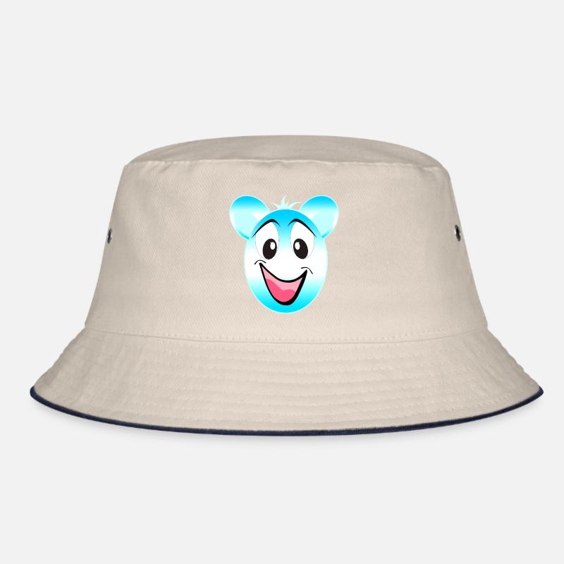 Fröhlicher Blau Weiß Bärenmaskottchen Bucket Hat