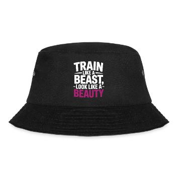 Trainiere wie ein Tier, sieh aus wie eine Schönheit - Bucket Hat - Schwarz - Vorne - Lela (165cm)