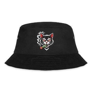 Wütige Katze mit Joint - Bucket Hat - Schwarz - Vorne - Lela (165cm)