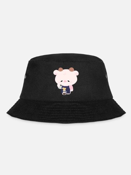 Kawaii Cow Barista - Bucket Hat - black