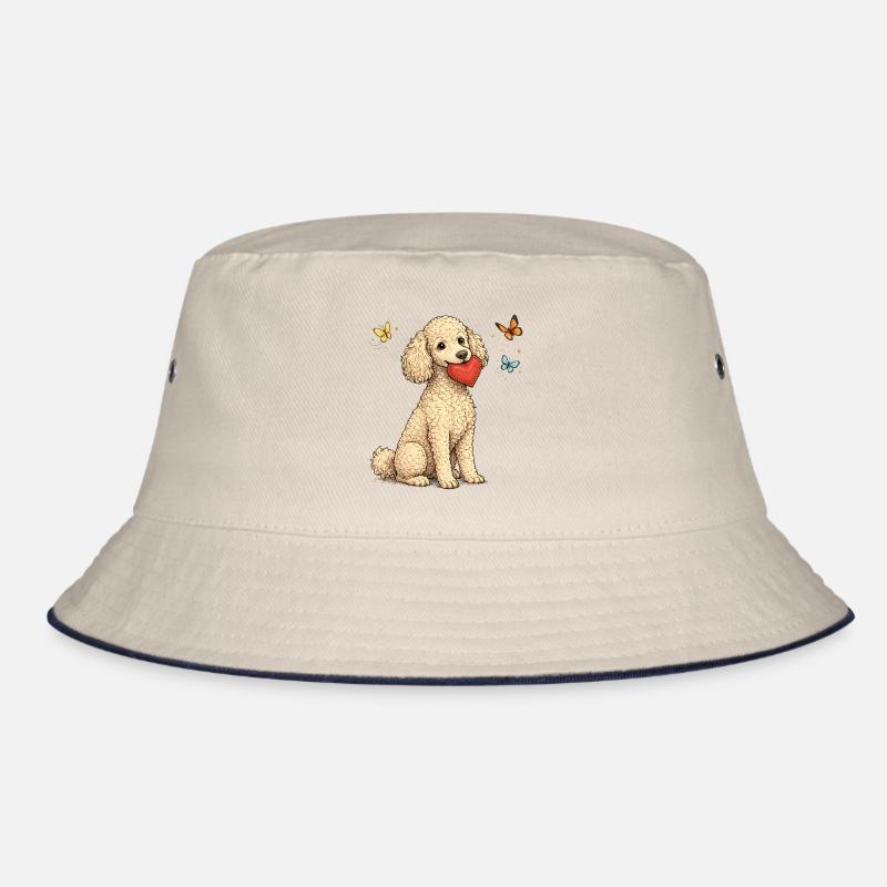 Pudel mit Herz und Schmetterlingen Bucket Hat