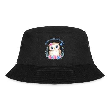 Schulstart Eulenmotiv mit Blumen - Bucket Hat - Schwarz - Vorne - Lela (165cm)