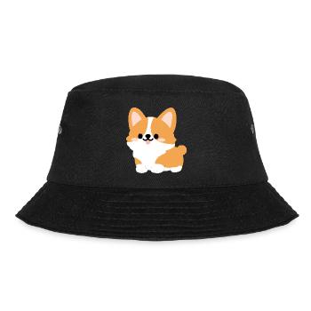 Corgi-Welpe Süßes Cartoon-Tee - Bucket Hat - Schwarz - Vorne - Lela (165cm)