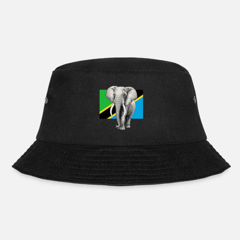 Elefant Flagge von Tanzania - Bucket Hat - Schwarz