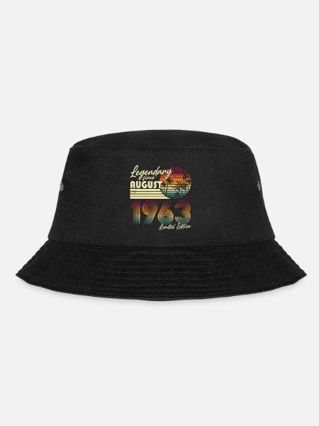 August 1963 Vintage Vintage Birthday Retro - Bucket Hat - black