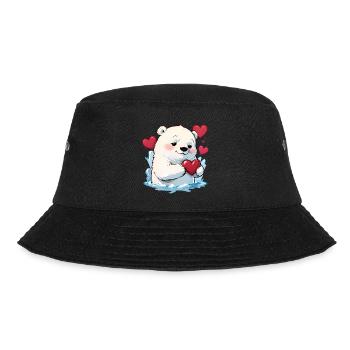 Verschenke diesen süßen Eisbären zum Valentinstag - Bucket Hat - Schwarz - Vorne - Lela (165cm)