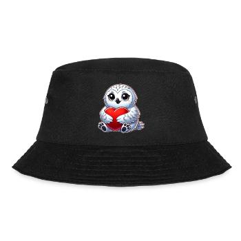 Herzige Schneeeule verliebt Valentinstag - Bucket Hat - Schwarz - Vorne - Lela (165cm)