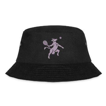 Kuh Tennis Ballon Silhouette Minimalistisch - Bucket Hat - Schwarz - Vorne - Lela (165cm)