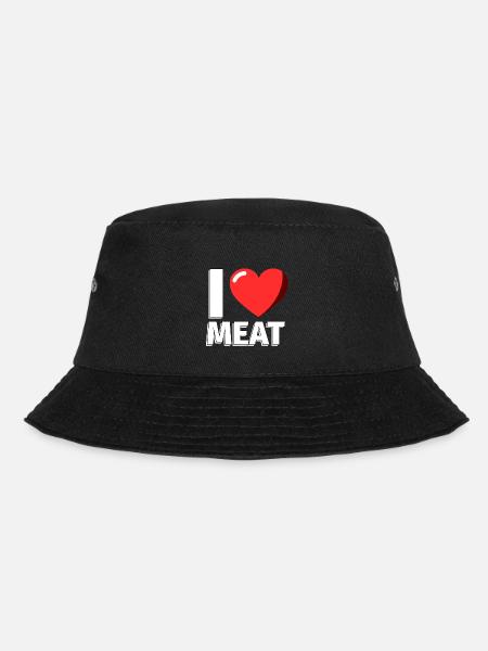 I Love Meat Meat - Illustration - Bucket Hat - Schwarz