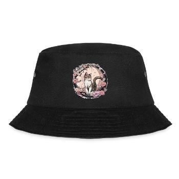 Cat with cherry blossoms - Bucket Hat - black - Front - Lela (165cm)