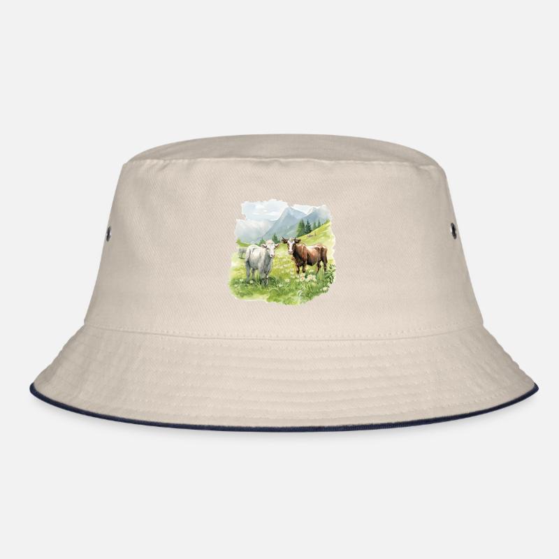 Kühe auf einer Weide Bucket Hat