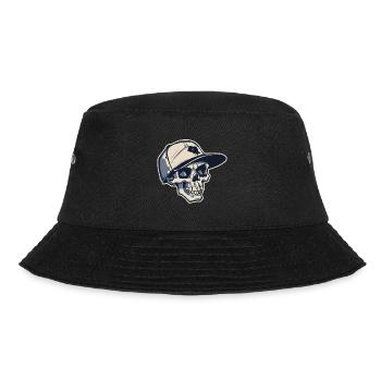 Totenkopf mit Snapback Hut (Stroke) - Bucket Hat - Schwarz - Vorne - Lela (165cm)