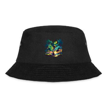 Tropischer Sonnenuntergang - Bucket Hat - Schwarz - Vorne - Lela (165cm)