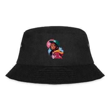 Schwarzes Mädchen im Kapuzenpullover - Bucket Hat - Schwarz - Vorne - Lela (165cm)