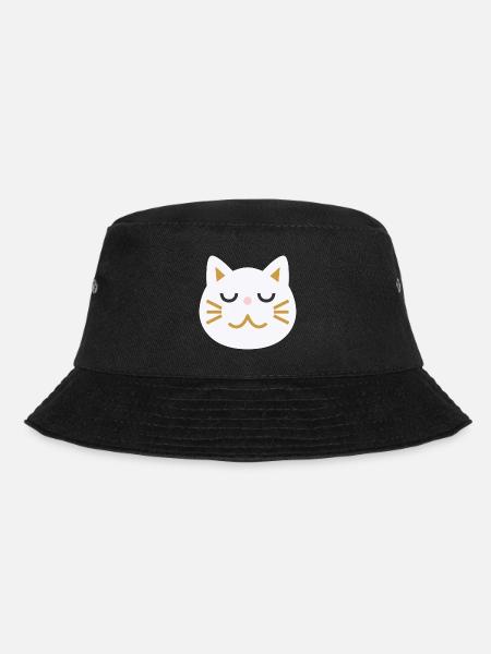 Japanisches Katzengesicht L weiß - Bucket Hat - Schwarz