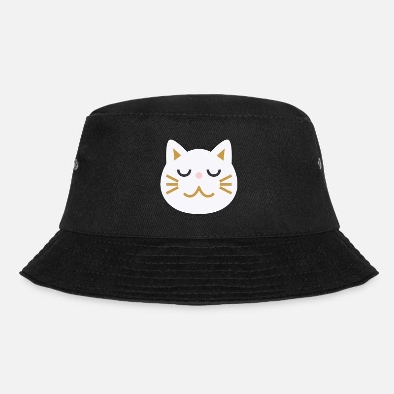 Japanisches Katzengesicht L weiß - Bucket Hat - Schwarz