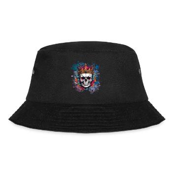 Skull with crown on colorful splashes of color - Bucket Hat - black - Front - Lela (165cm)