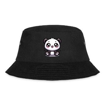 Kawaii Niedlicher Panda - Bucket Hat - Schwarz - Vorne - Lela (165cm)
