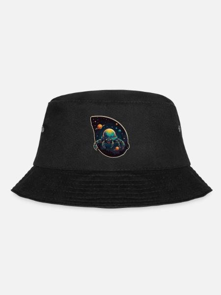 Krabbenraumschiff im Weltall mit Planeten - Bucket Hat - Schwarz