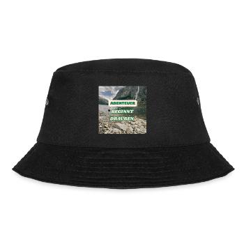 Abenteuer beginnt draußen - Bucket Hat - Schwarz - Vorne - Lela (165cm)