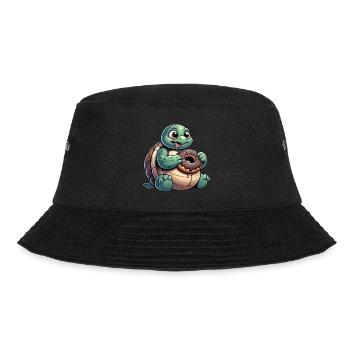 Chubby cartoon turtle in donut look - Bucket Hat - black - Front - Lela (165cm)