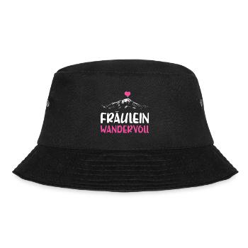 Fräulein Wandervoll Berge Gebirge Wandern Herz - Bucket Hat - Schwarz - Vorne - Lela (165cm)