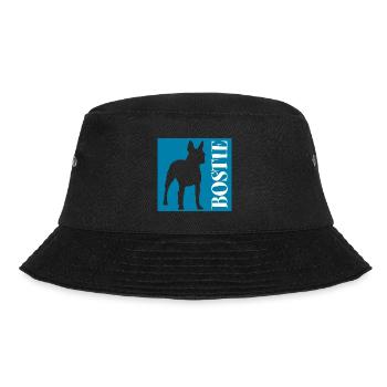 Boston Terrier Bostie Grafik mit Schriftzug - Bucket Hat - Schwarz - Vorne - Lela (165cm)
