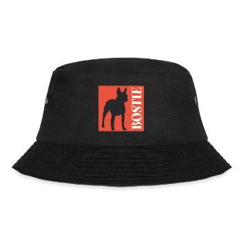 Boston Terrier Bostie Grafik mit Schriftzug - Bucket Hat - Schwarz - Vorne - Lela (165cm)