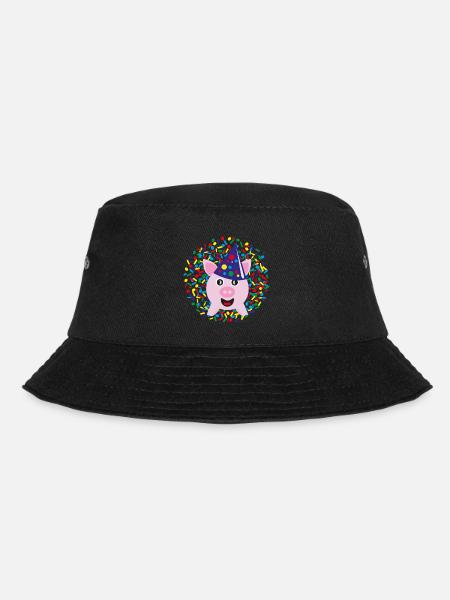 Glücksschwein zu Silvester, Neujahr oder Karneval. - Bucket Hat - Schwarz