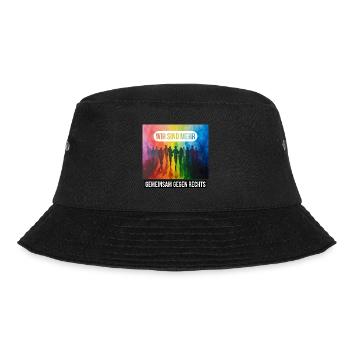 Wir sind mehr - gemeinsam gegen Rechts - Bucket Hat - Schwarz - Vorne - Lela (165cm)