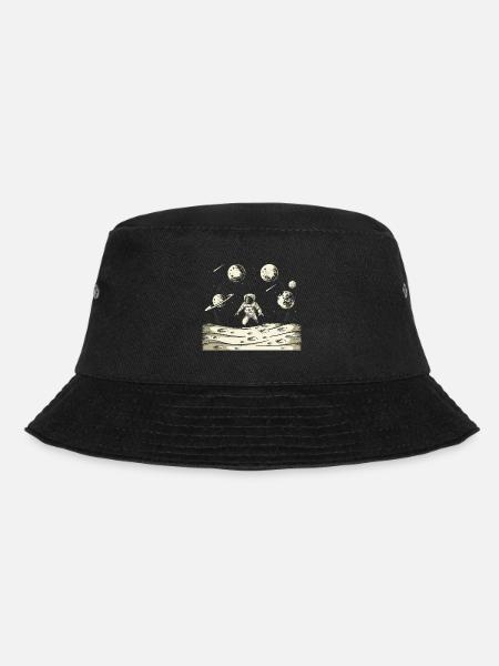 Sonnensystem Astronaut Grafik - Bucket Hat - Schwarz