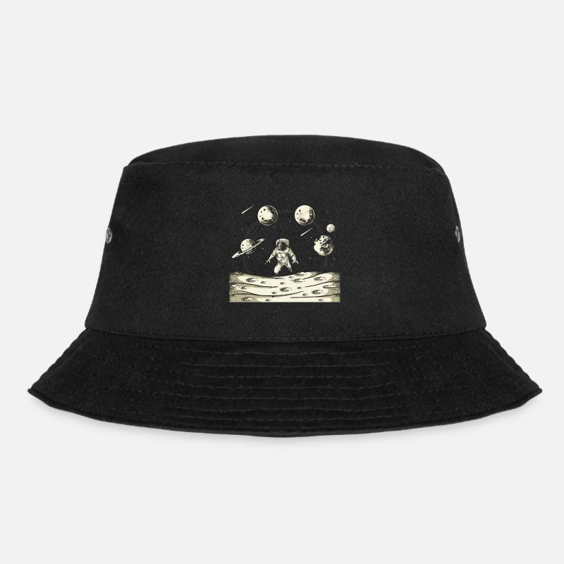 Sonnensystem Astronaut Grafik - Bucket Hat - Schwarz