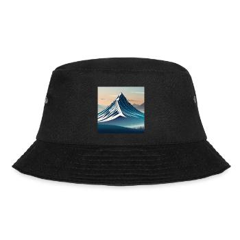 steiler Berg in Blau gezeichnet Sonnenuntergang - Bucket Hat - Schwarz - Vorne - Lela (165cm)