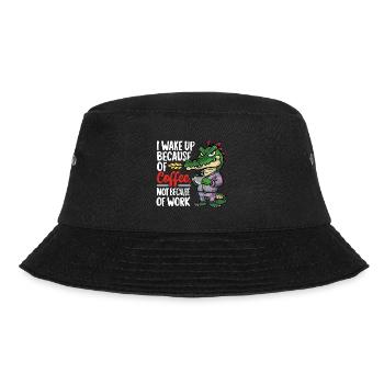 Morning Coffee Morning Grouch Crocodile with Coffee Cup - Bucket Hat - black - Front - Lela (165cm)