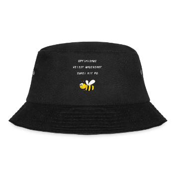 Sumsi mit Po Gelbe Biene weisse Schrift - Bucket Hat - Schwarz - Vorne - Lela (165cm)