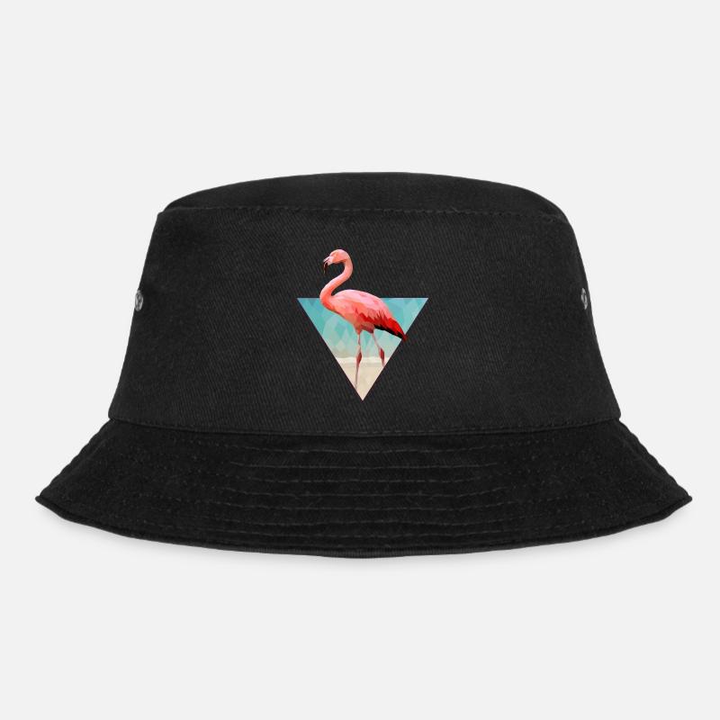 Pink Flamingo am Strand im Low Poly Style - Bucket Hat - Schwarz