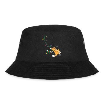 Lustige Weihnachtskatze, die Weihnachtsfeiertags-Haustier schwingt - Bucket Hat - Schwarz - Vorne - Lela (165cm)