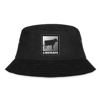 Liberate Vegan Animal Liberation Kuh - Bucket Hat - Schwarz - Vorne - Lela (165cm)