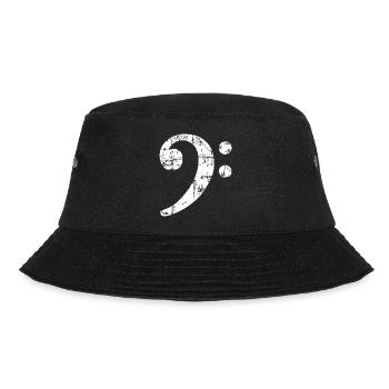 Bassschlüssel (Vintage Weiß) Bassist Bass Basser - Bucket Hat - Schwarz - Vorne - Lela (165cm)