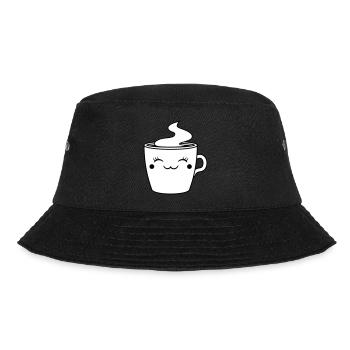gesicht tasse suess niedlich weiblich heiss kaffee - Bucket Hat - Schwarz - Vorne - Lela (165cm)