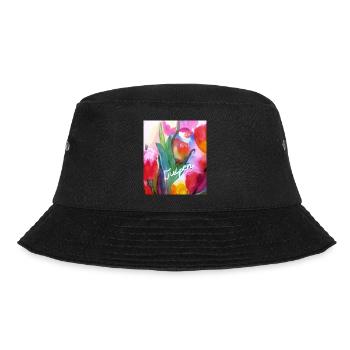 EG Blumen I Tulpen I Aquarell I Gerecke I flowers - Bucket Hat - Schwarz - Vorne - Lela (165cm)
