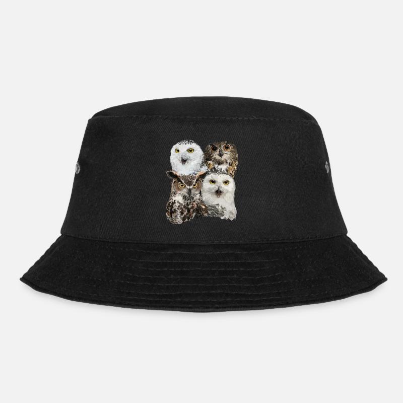 Eulen - Bucket Hat - Schwarz